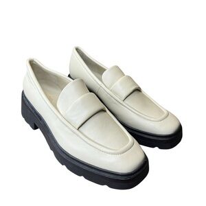 ✨‎ Vince Robin Women’s Leather Loafers Cream White Slip-On Shoes Chunky Sole ✨